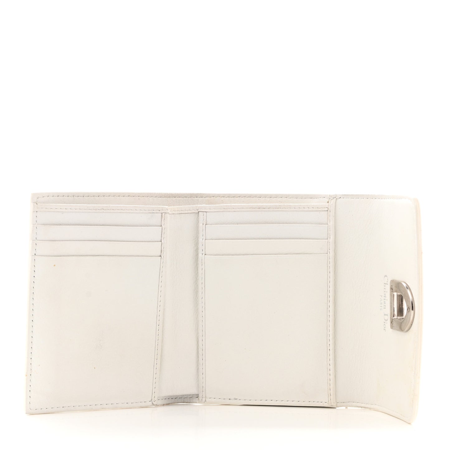 Metallic Goatskin Diorever Tri-Fold Wallet Silver
