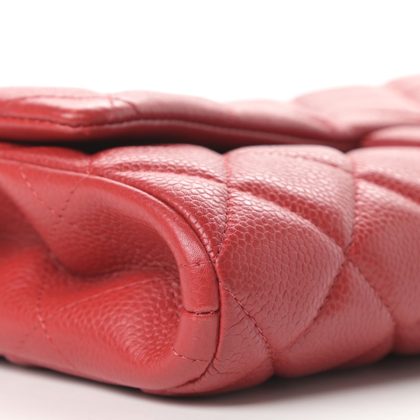 Caviar Quilted Clutch With Chain Flap Red