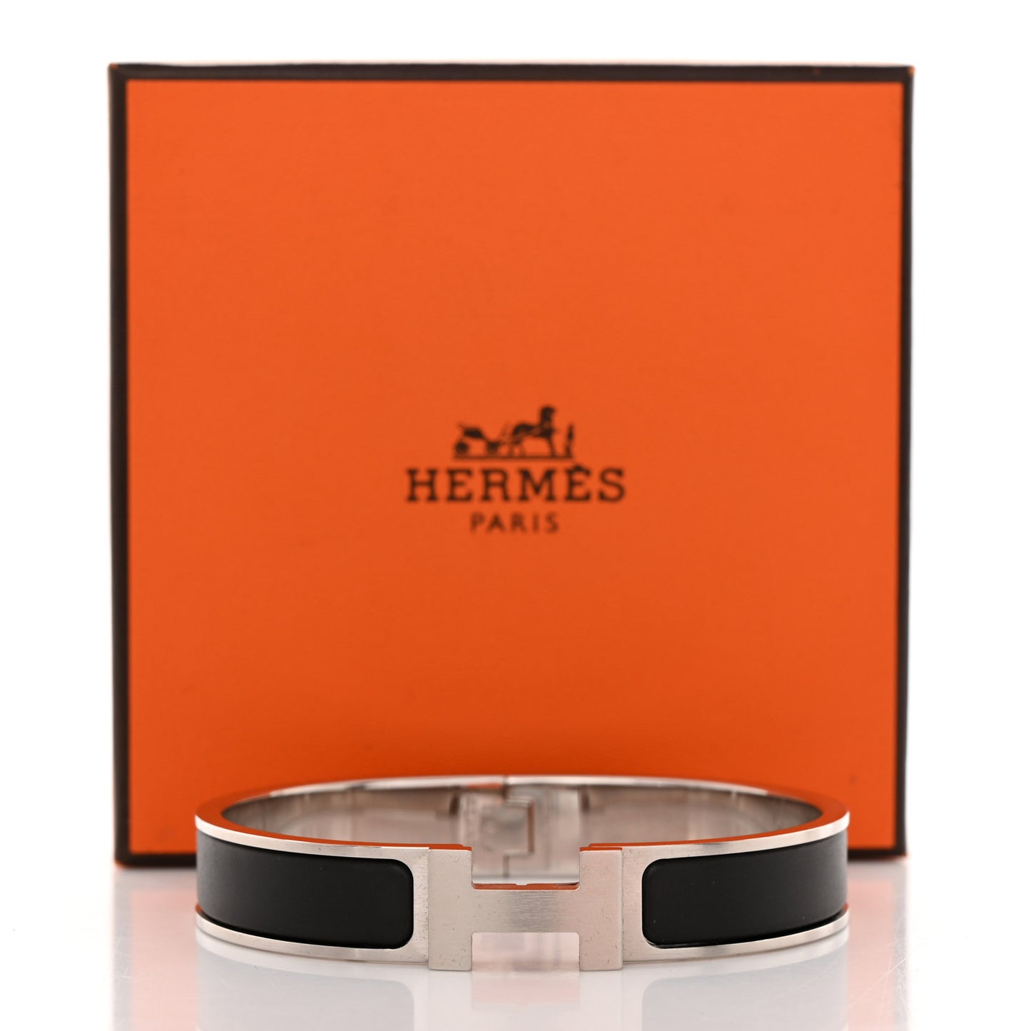 Enamel Narrow Clic Clac H Bracelet PM Black
