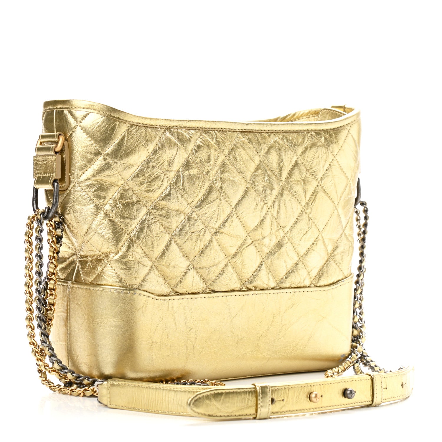 Chanel Metallic Aged Calfskin Quilted Medium Gabrielle Gold 3 of 9