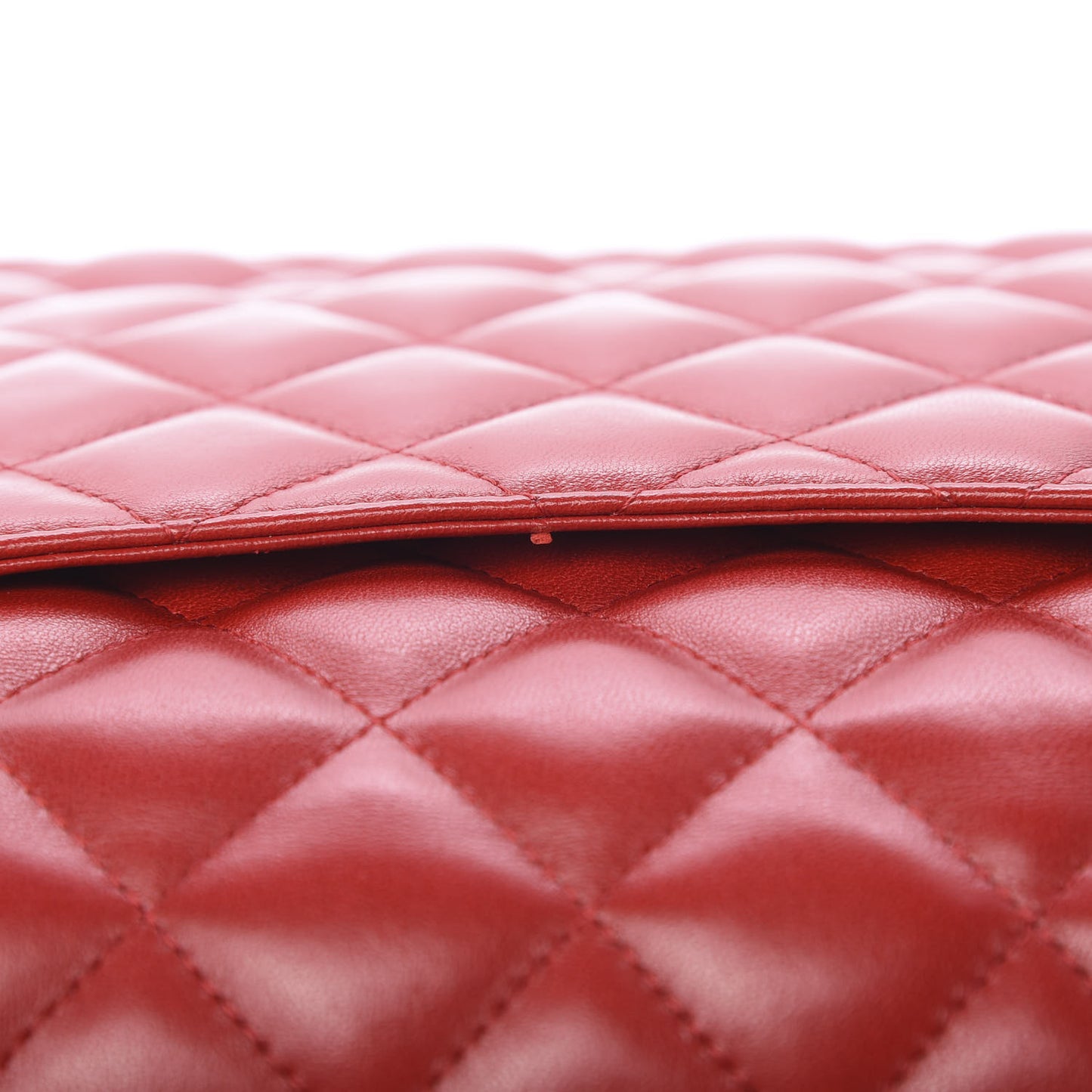 Lambskin Quilted Jumbo Double Flap Red