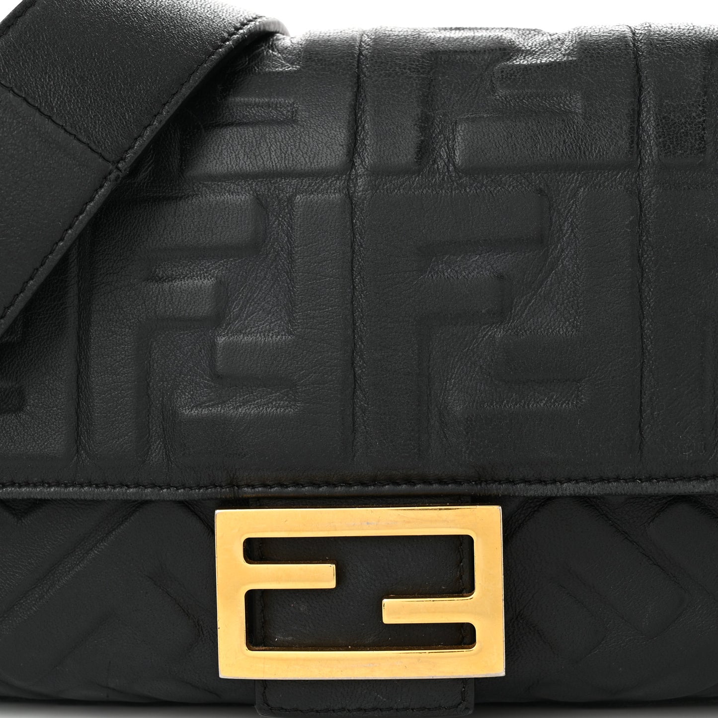 Nappa FF 1974 Embossed Baguette Black