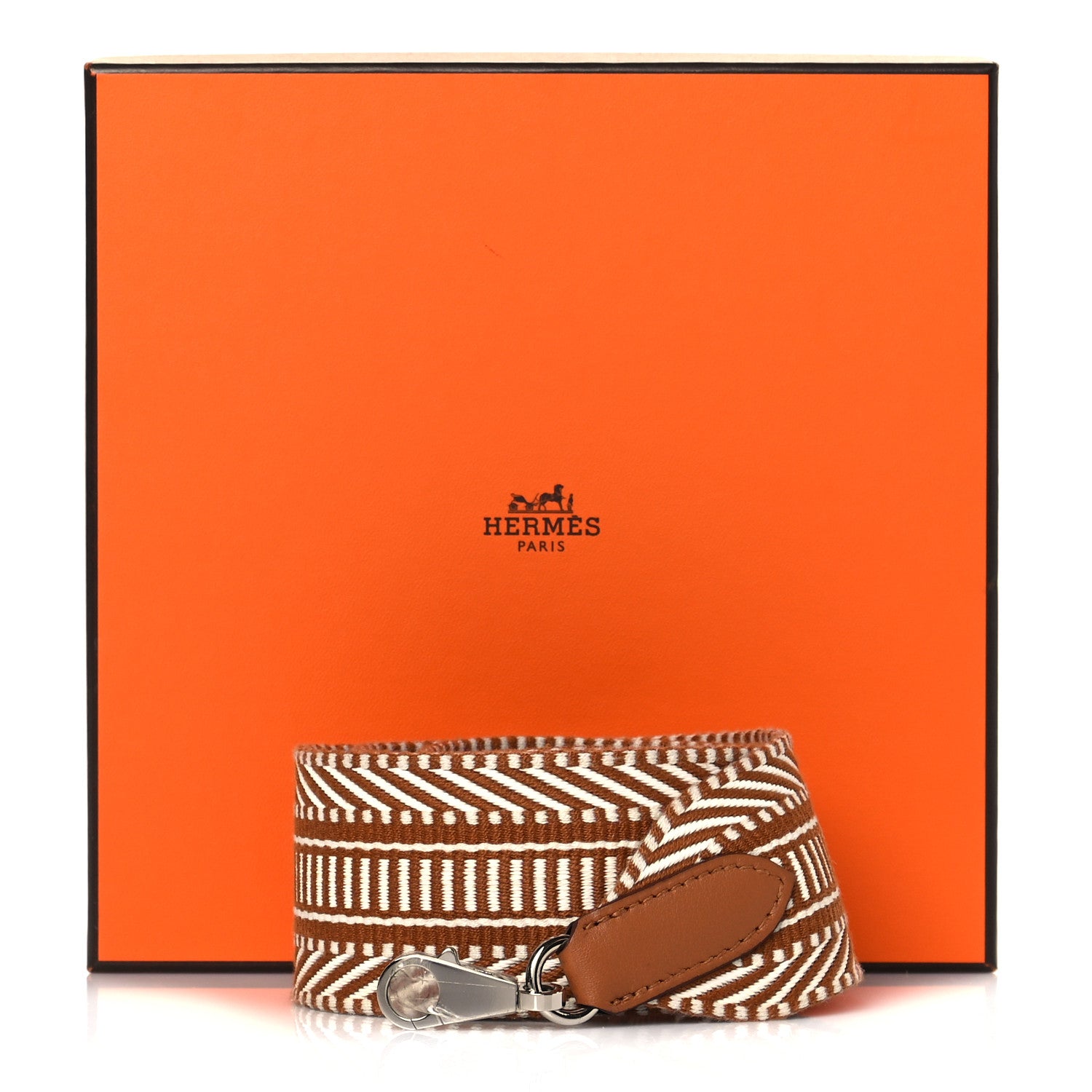 Hermes Toile Swift 50mm Sangle Cavale Shoulder Strap Ecru Beige Gold 7 of 7