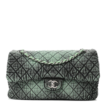 Chanel Denim Quilted Denimpression Flap Green Black 1 of 4