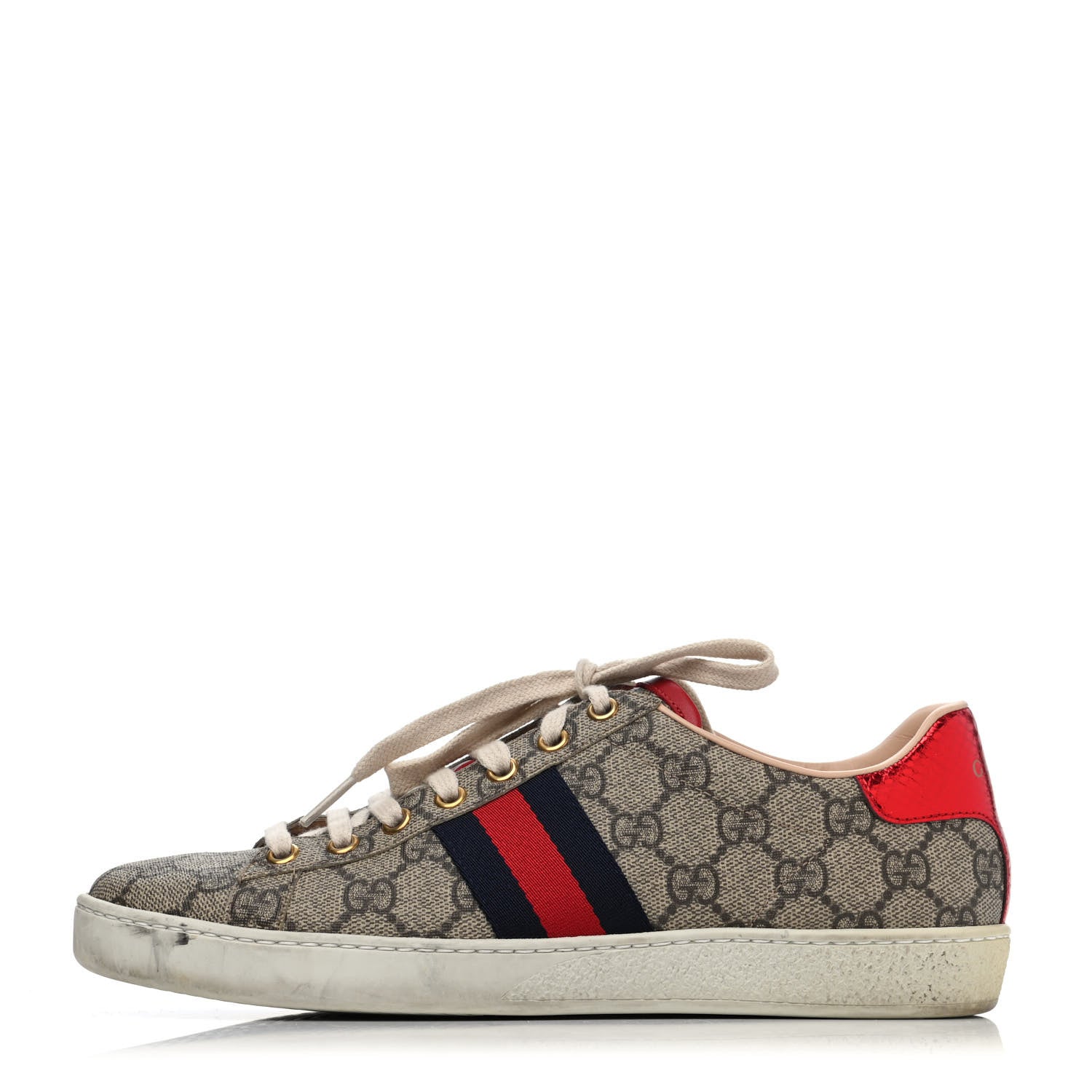 Gucci GG Supreme Monogram Ayers Web Womens Ace Sneakers 38 Beige 1 of 4
