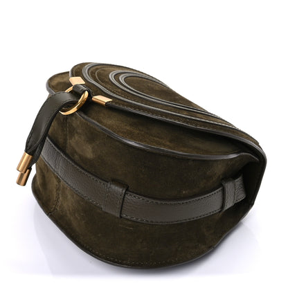 Chloe Suede Calfskin Small Marcie Saddle Bag Deep Olive 8 of 8