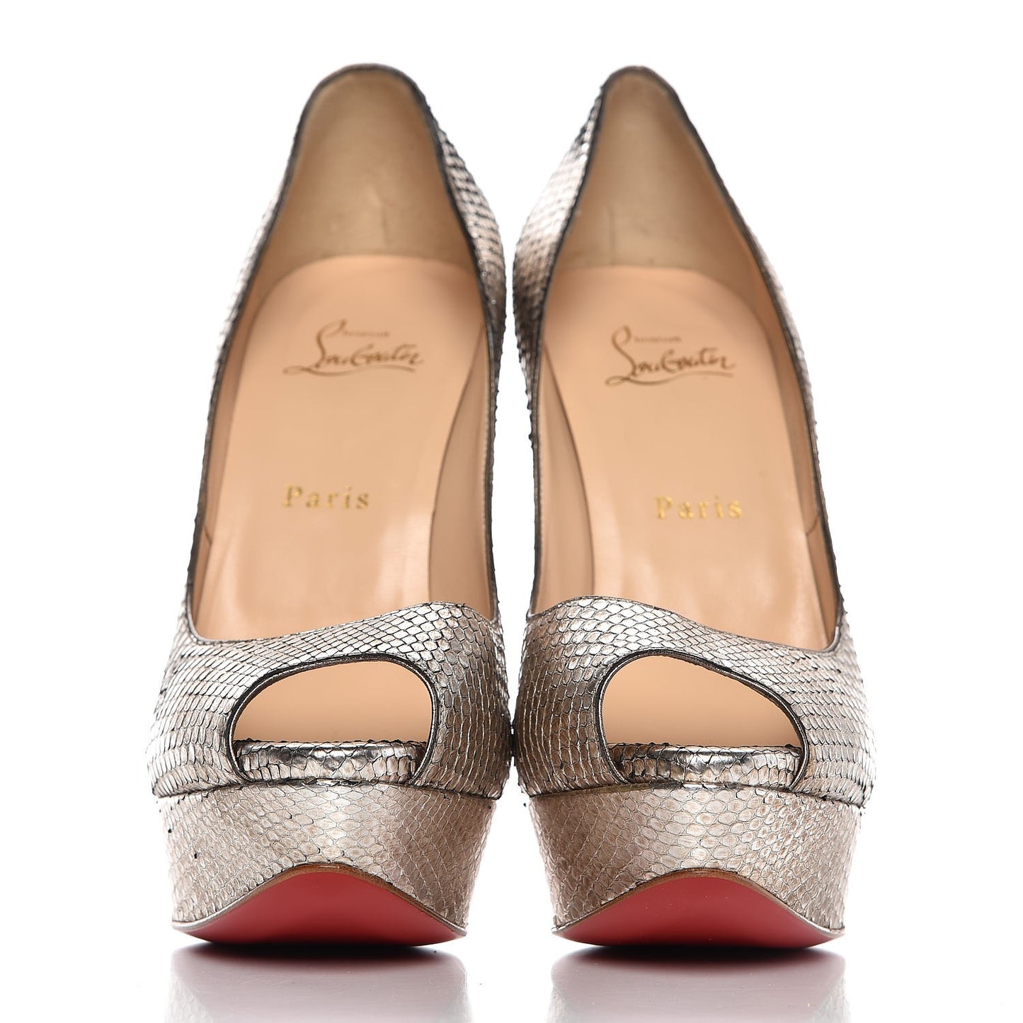 Metallic Python Lady Peep 150 Pumps 39 Antique Silver