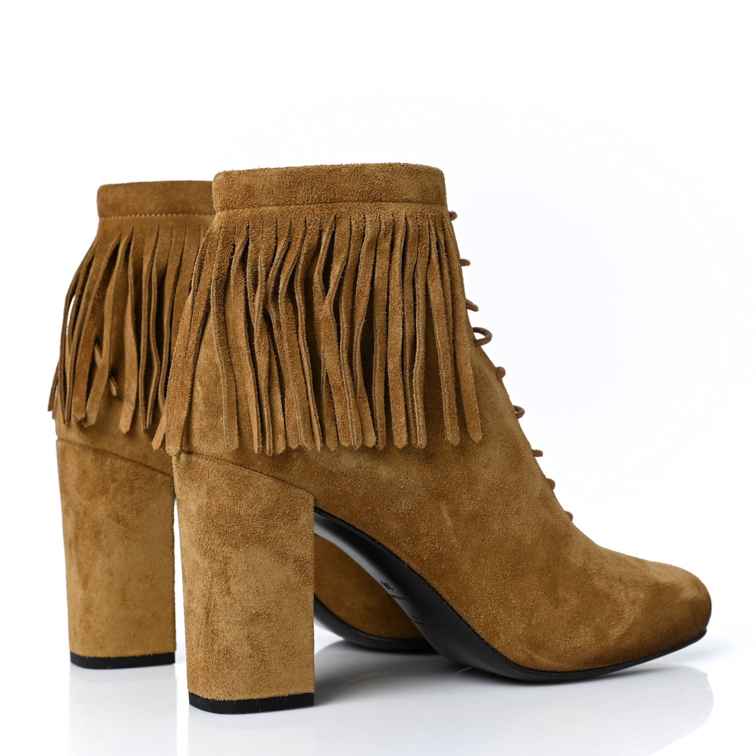 Saint Laurent Suede Babies 90 Fringe Ankle Boots 38 Light Tan 4 of 8