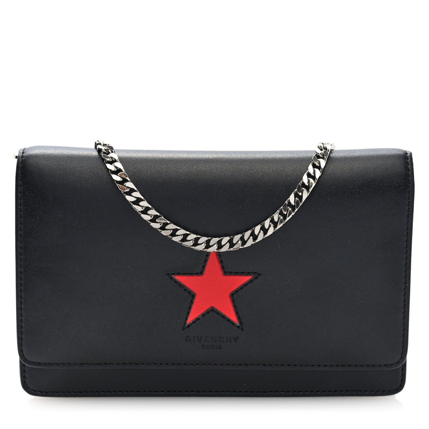 Calfskin Star Pandora Chain Wallet Black