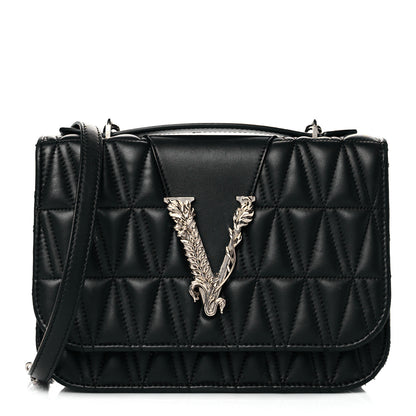 Versace Nappa Quilted Virtus Top Handle Shoulder Bag Grey 1 of 12