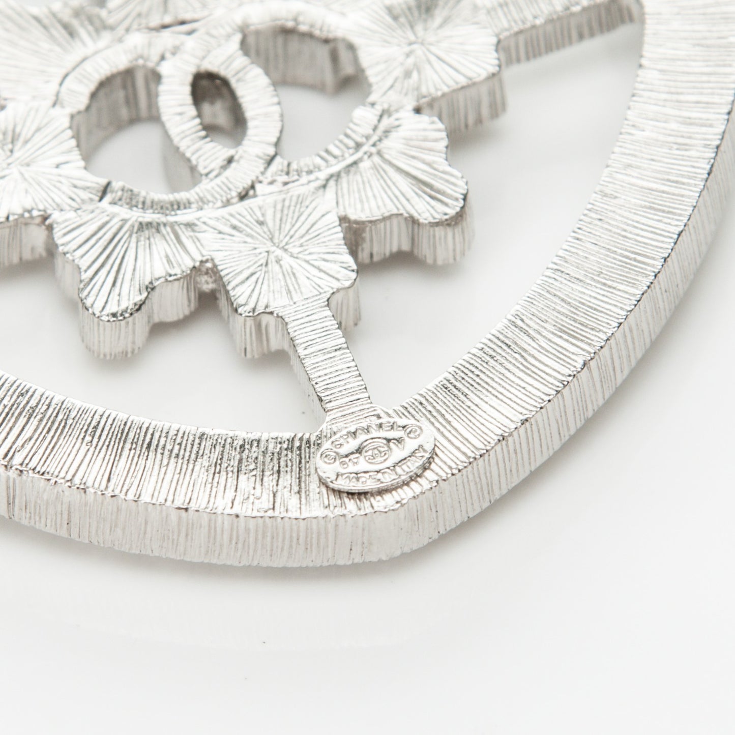 Swarovski Baguette Crystal CC Shield Brooch Silver