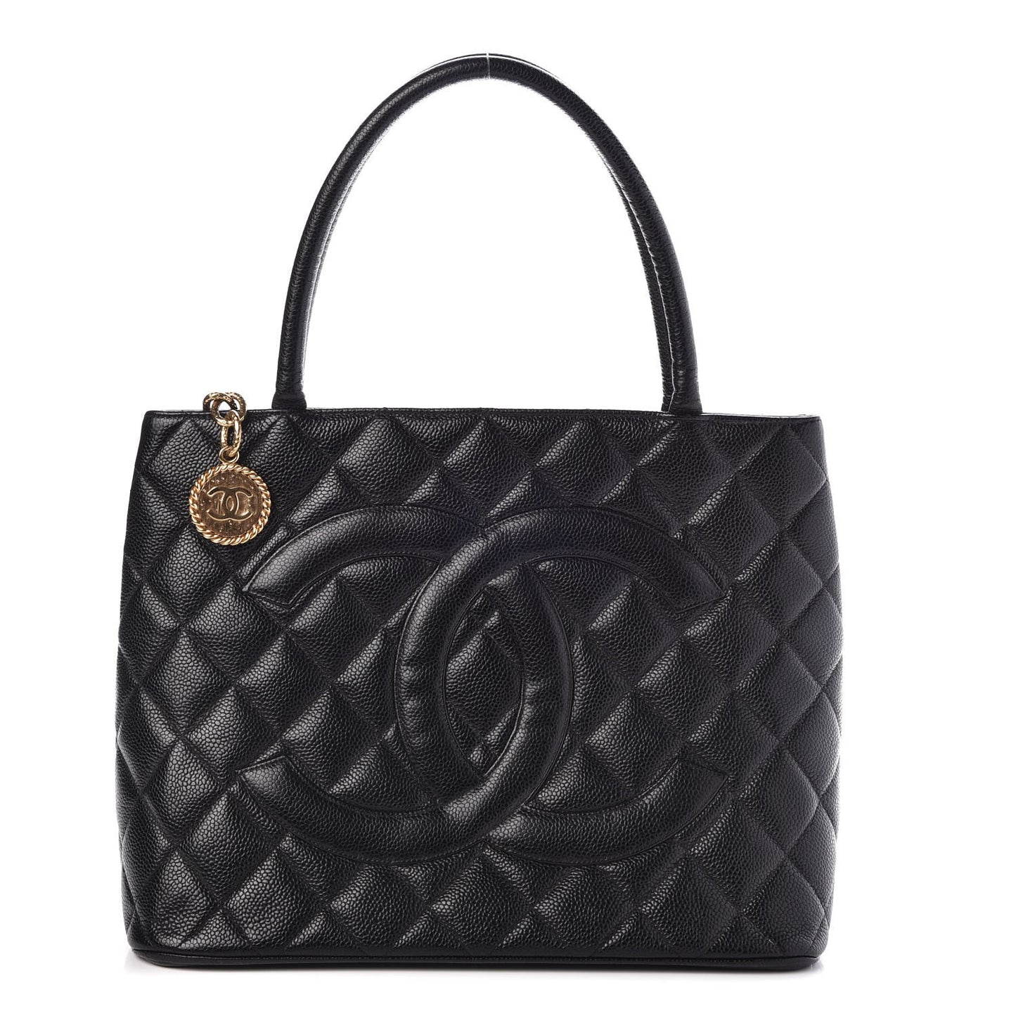 Caviar Quilted Medallion Tote Black