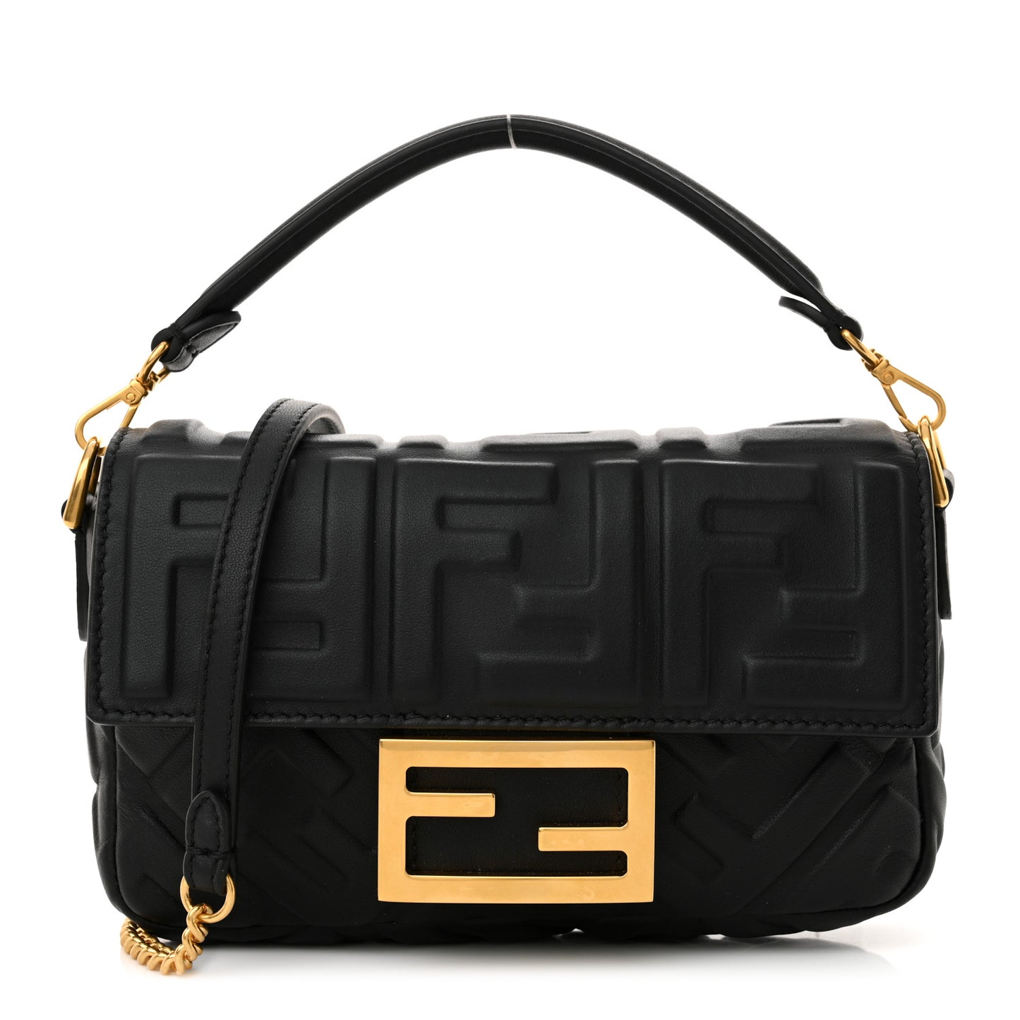 Nappa FF 1974 Embossed Mini Baguette Black