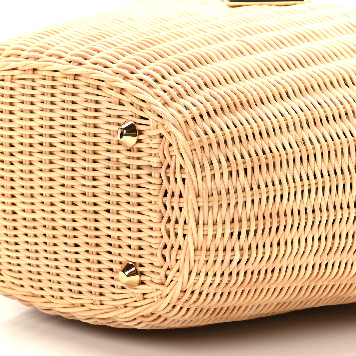 Wicker Canvas Shoulder Bag Naturale Bluette