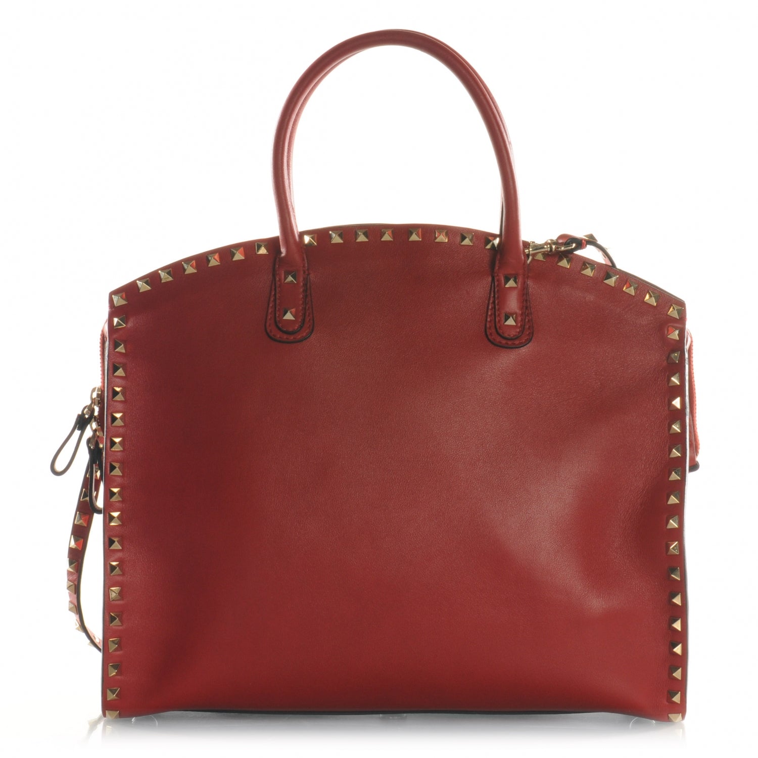 Valentino Garavani Leather Rockstud Dome Shopper Red 1 of 8
