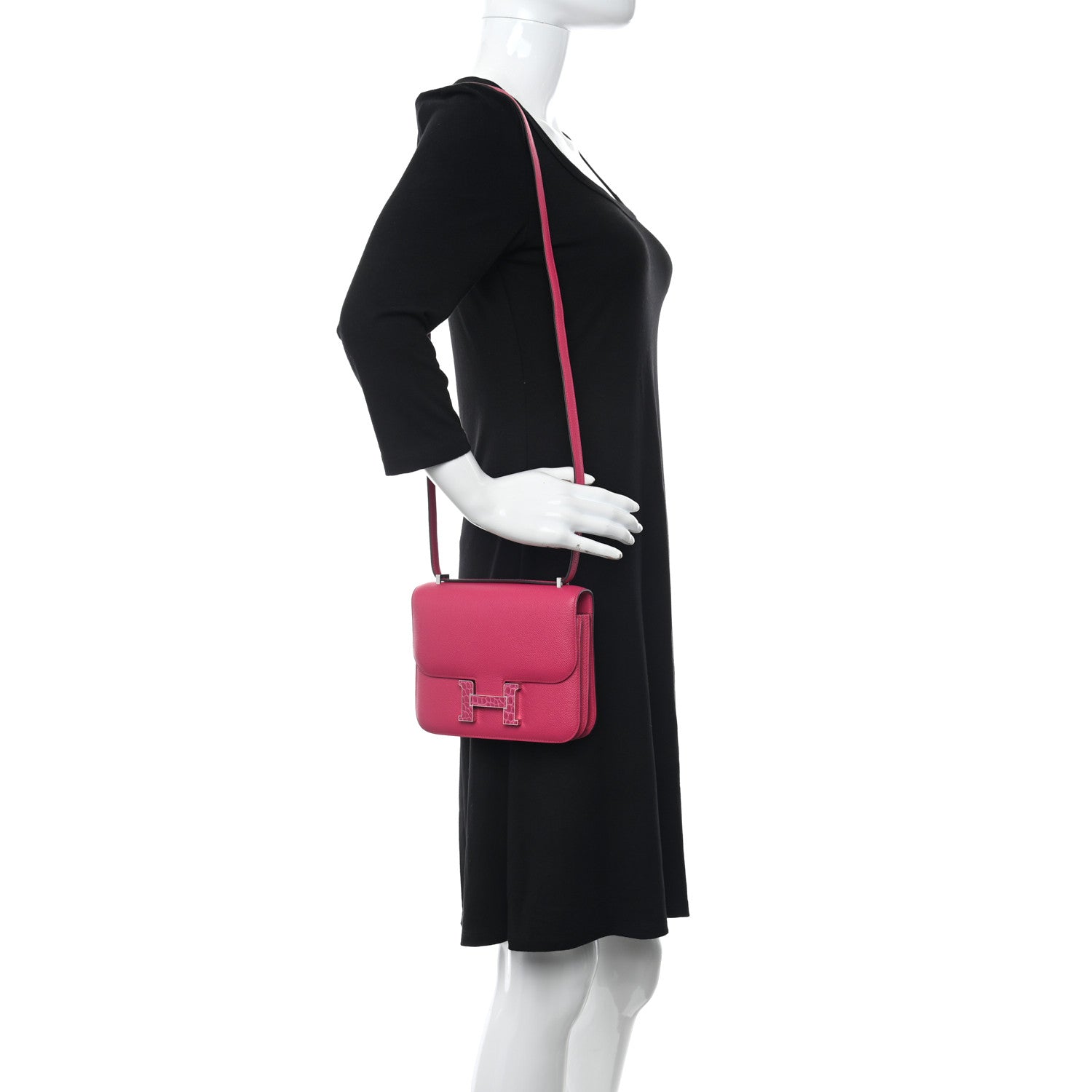 Hermes Epsom Shiny Alligator Constance 18 Rose Mexico 2 of 11