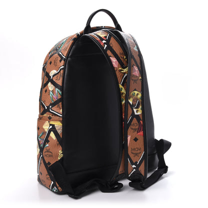 MCM Visetos Calfskin Motif Rombi Lion Printed Medium Backpack Cognac 2 of 8