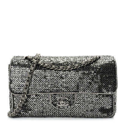 Chanel Sequin Medium Single Flap Dark Silver 1 of 17