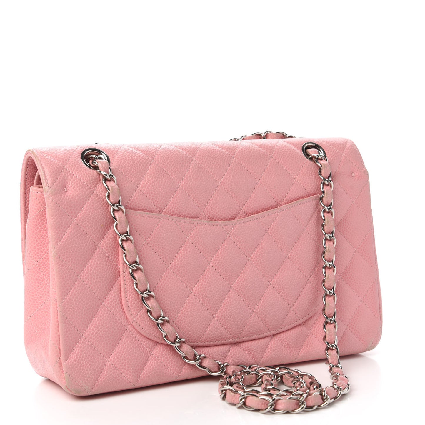 Caviar Quilted Medium Double Flap Pink