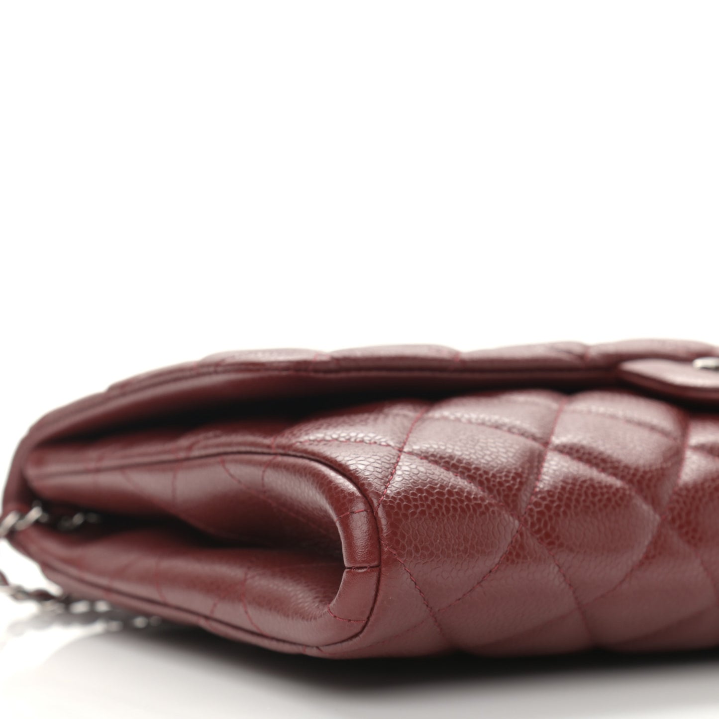Caviar Quilted Clutch With Chain Flap Dark Red
