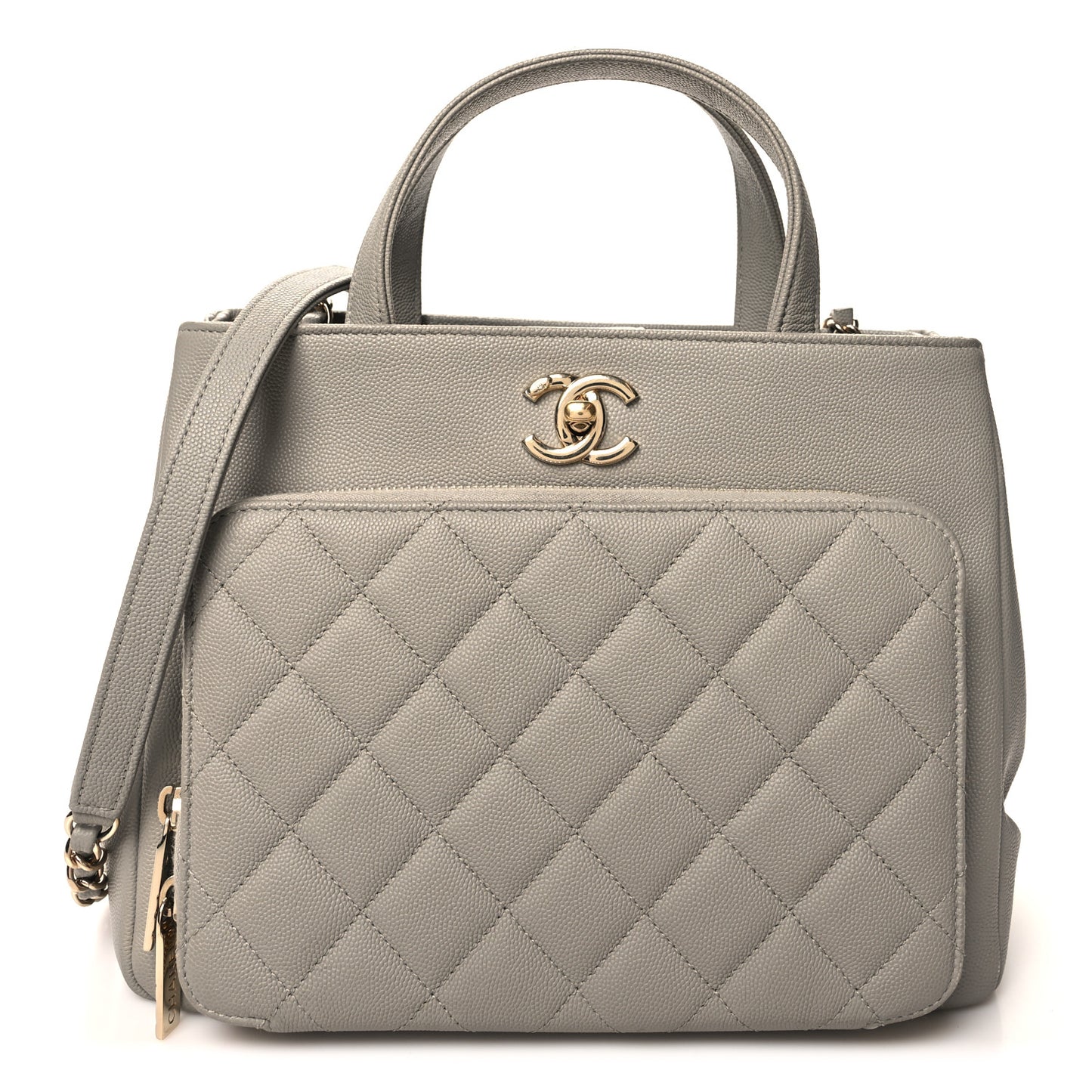 Caviar Quilted Small Business Affinity Shopping Bag Grey