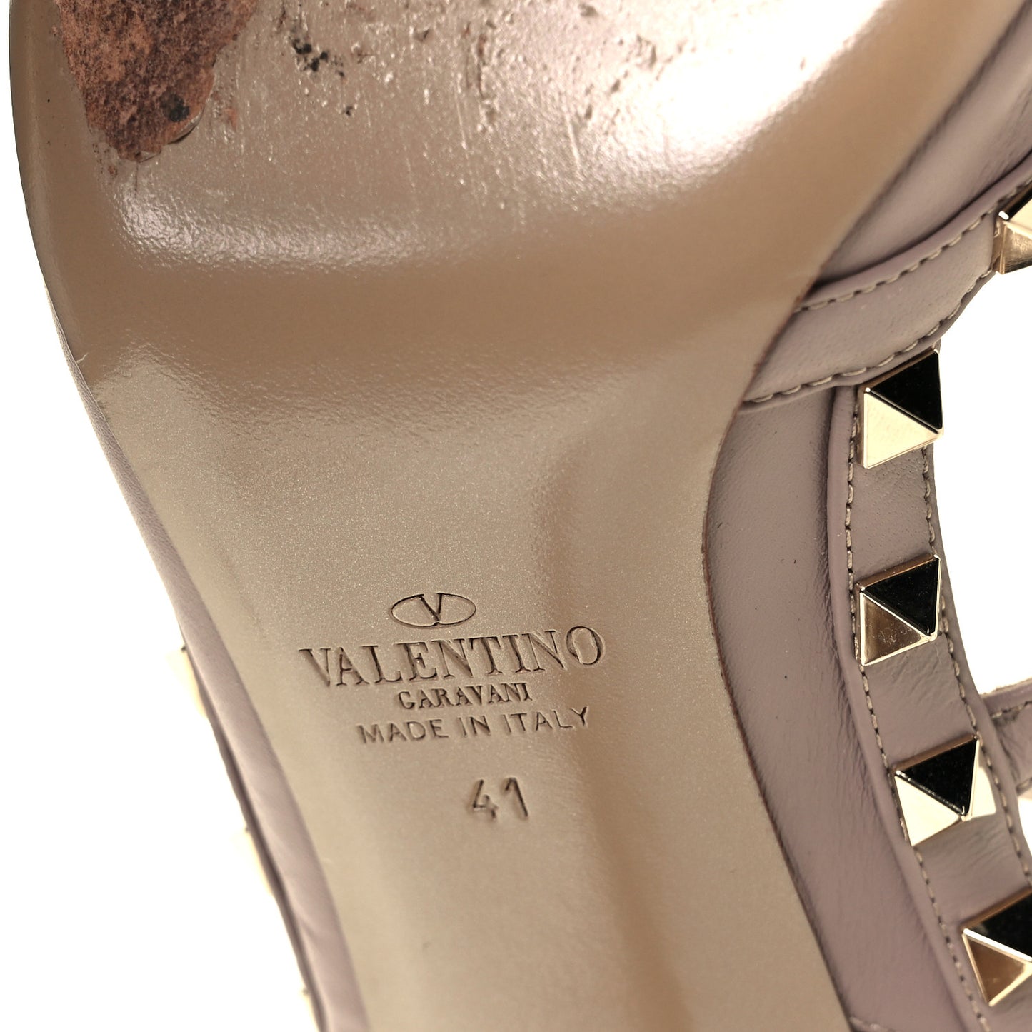 Nappa Rockstud Ankle Strap Pumps 41 Poudre