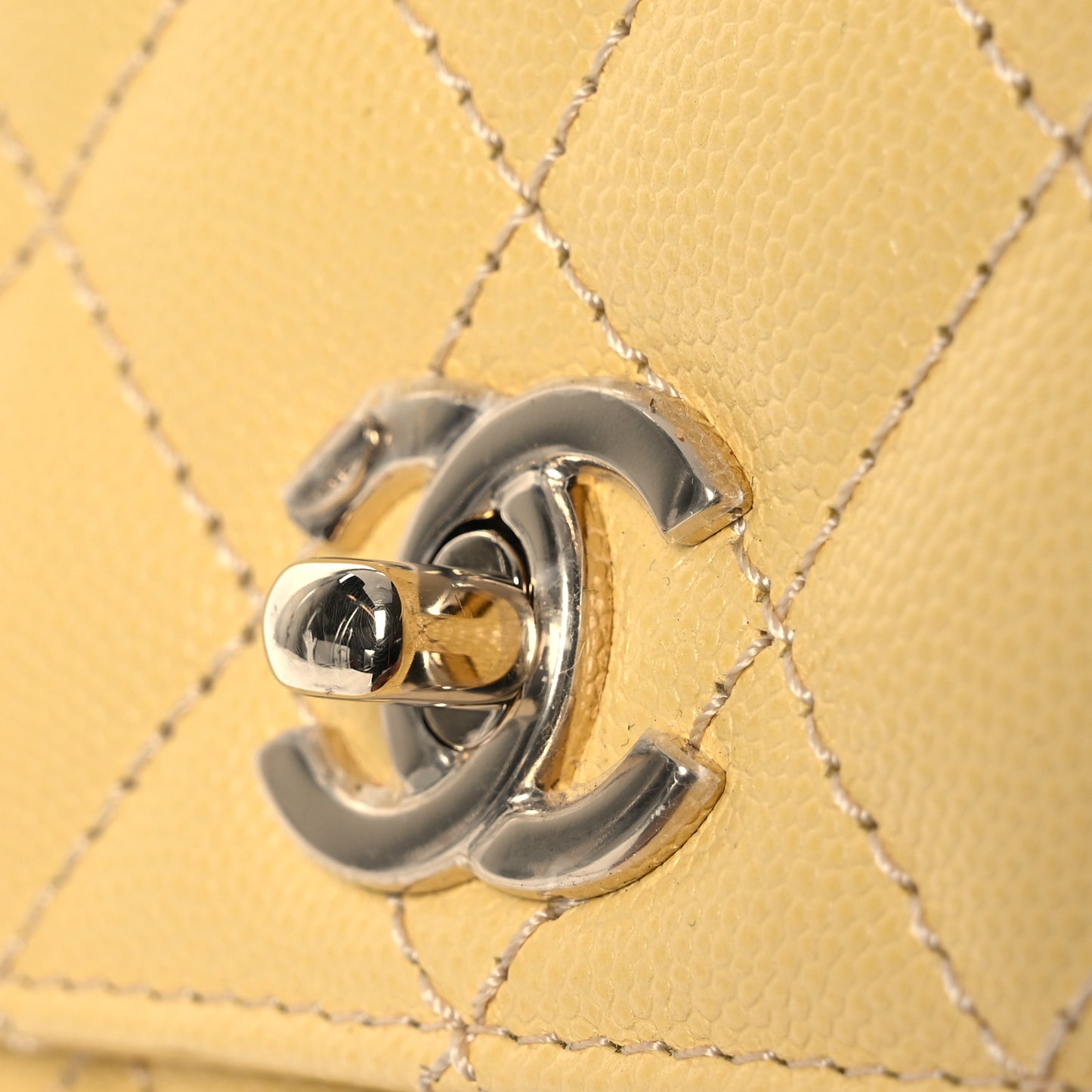 Caviar Quilted Mini Coco Handle Flap Yellow