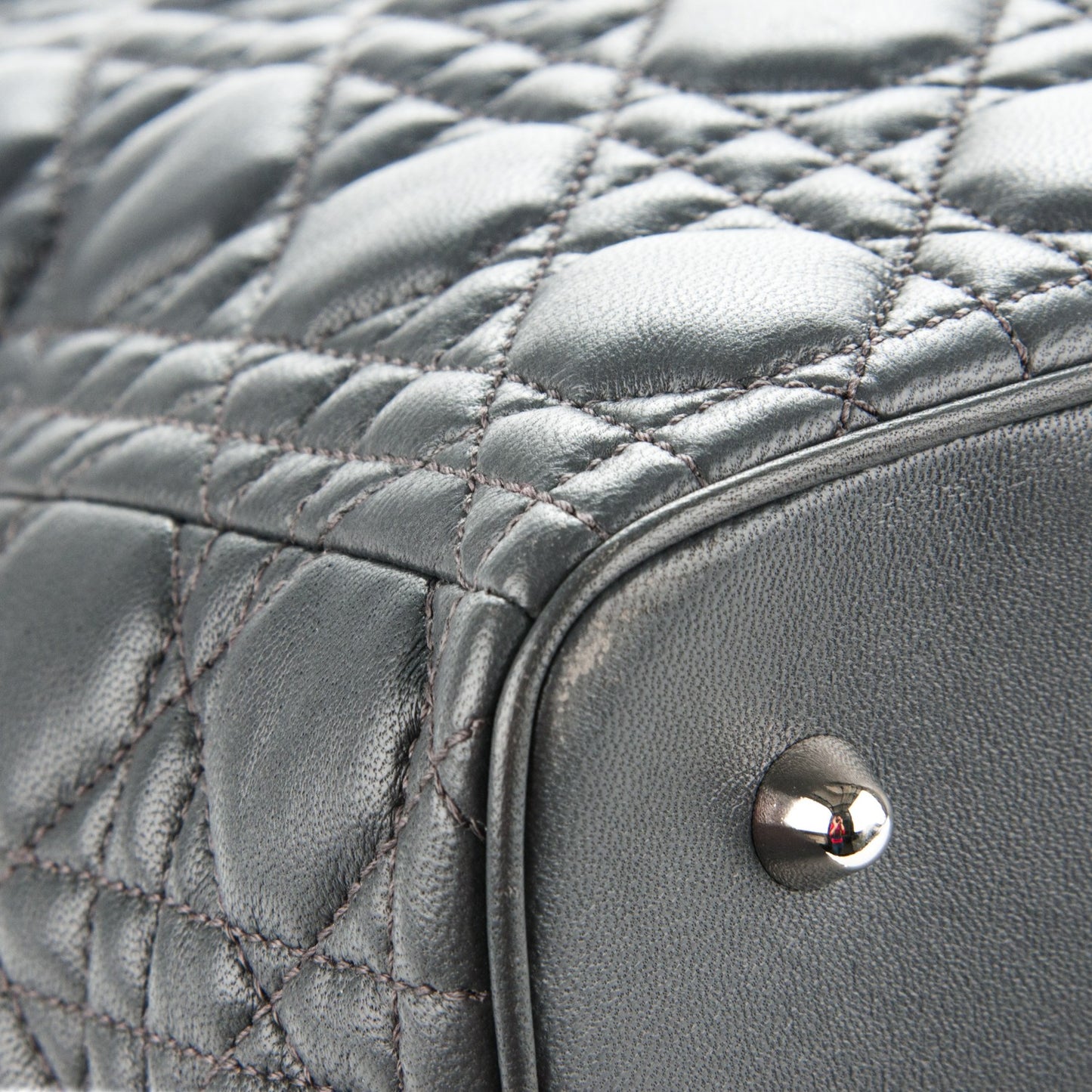 Lambskin Cannage Large Lady Dior Grey