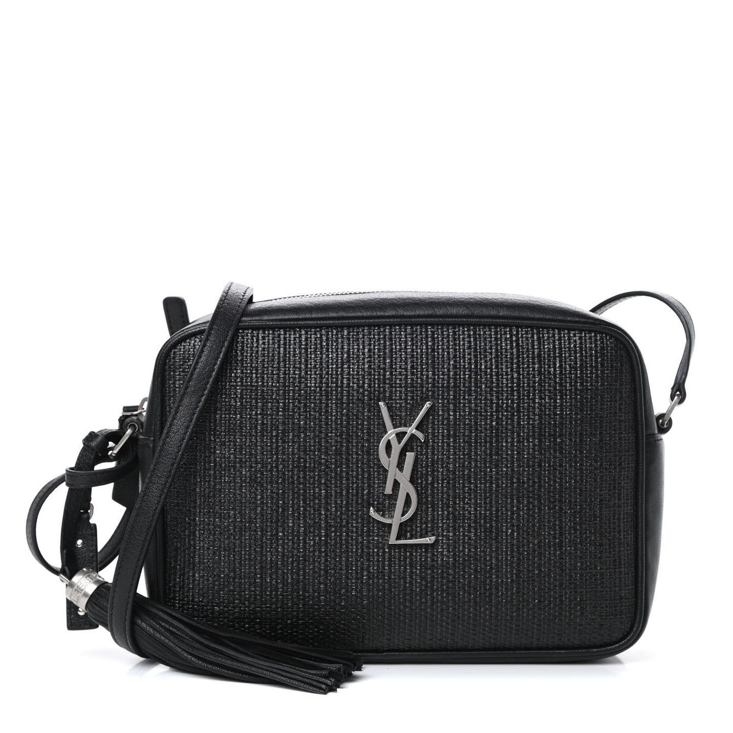Raffia Canvas Monogram Lou Camera Bag Black