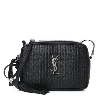 Saint Laurent Raffia Canvas Monogram Lou Camera Bag Black 1 of 10