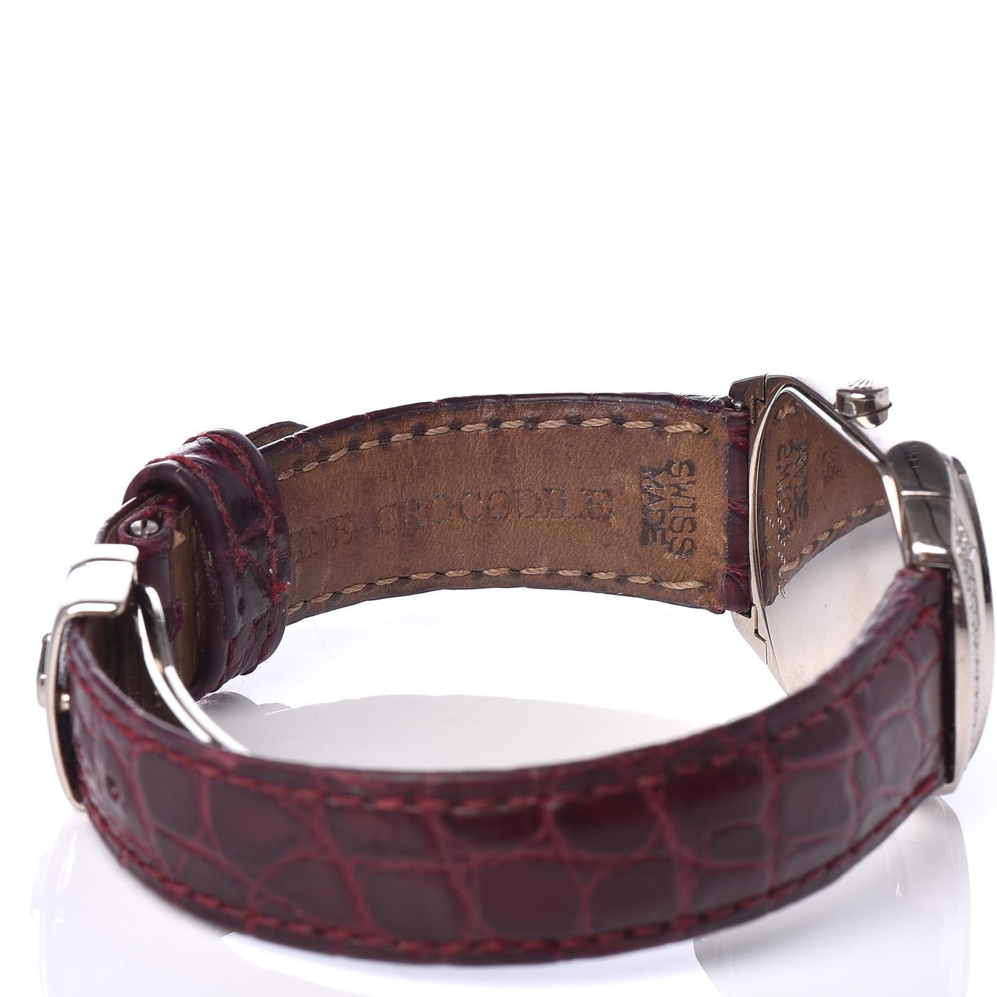 18K White Gold Alligator Diamond 25mm Cellini Cellissima Quartz Watch Pink 6693