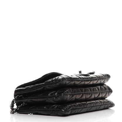 Chanel Lambskin Quilted 3 Accordion Flap Bag Black 4 of 12