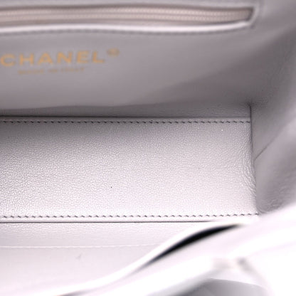 Chanel Shiny Aged Calfskin Quilted Nano Kelly Shopper  Light Grey 4 of 8