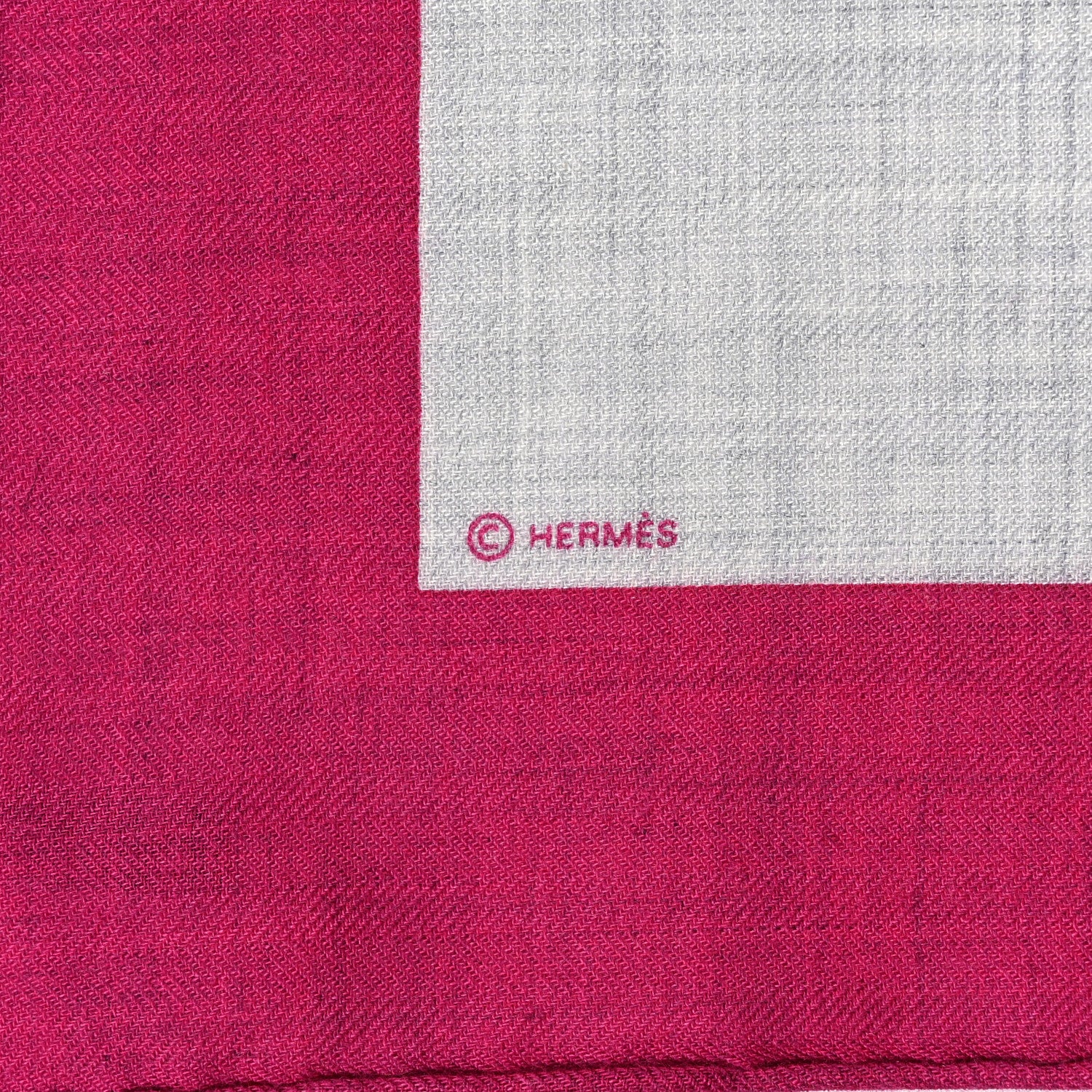 Hermes Cashmere Silk Chevaux Au Pre Shawl 140 Fuchsia 4 of 5