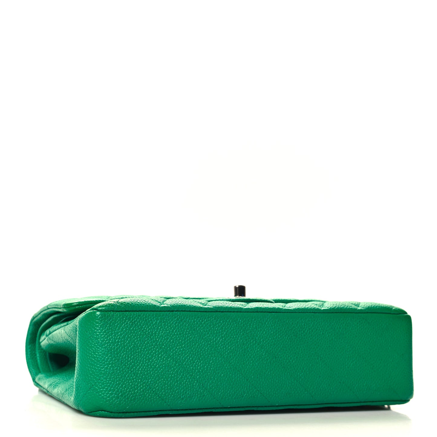 Caviar Quilted Medium Double Flap Green