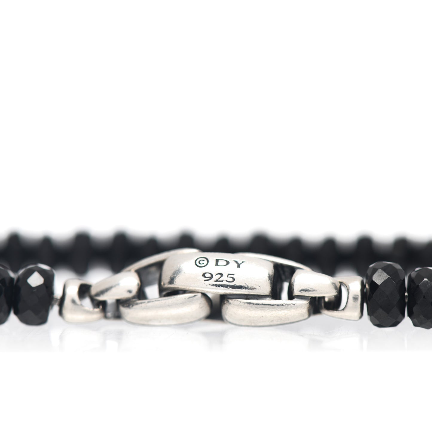 Sterling Silver Black Spinel Faceted Bead Bracelet