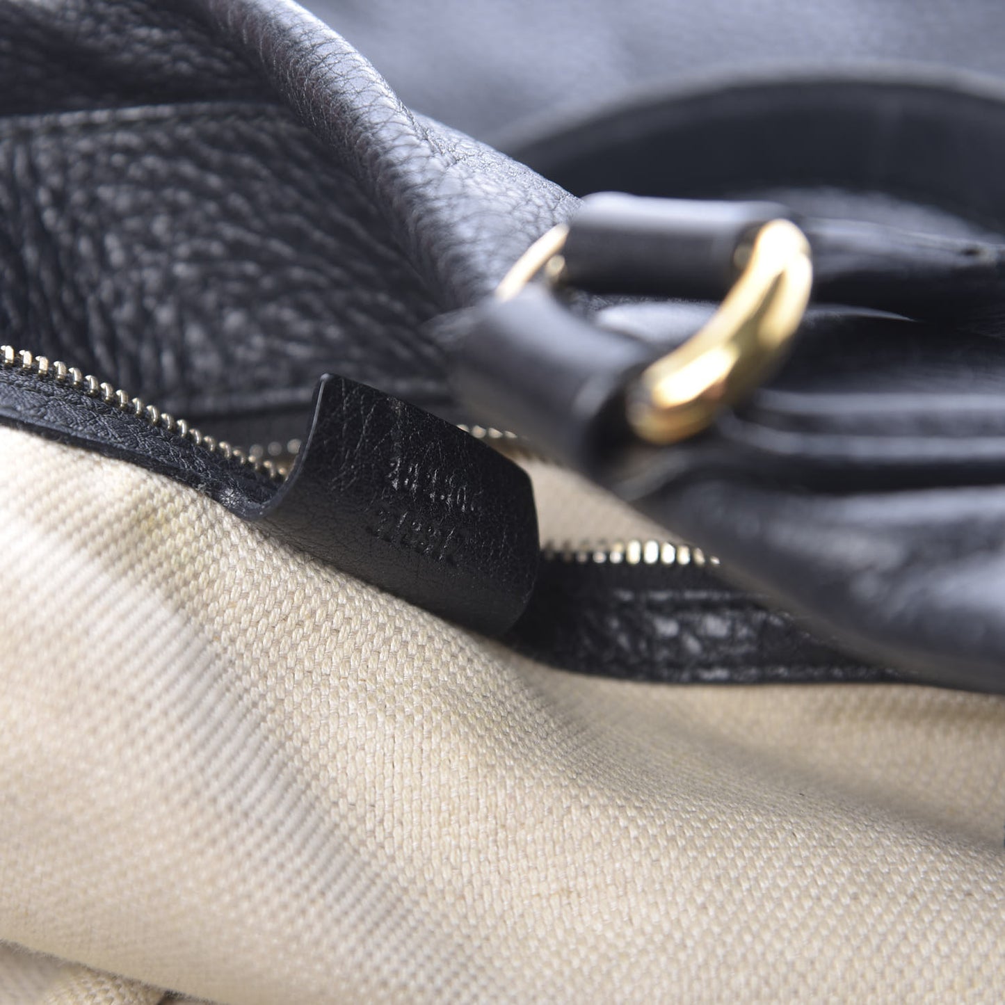 Pebbled Calfskin Large Soho Top Handle Bag Black