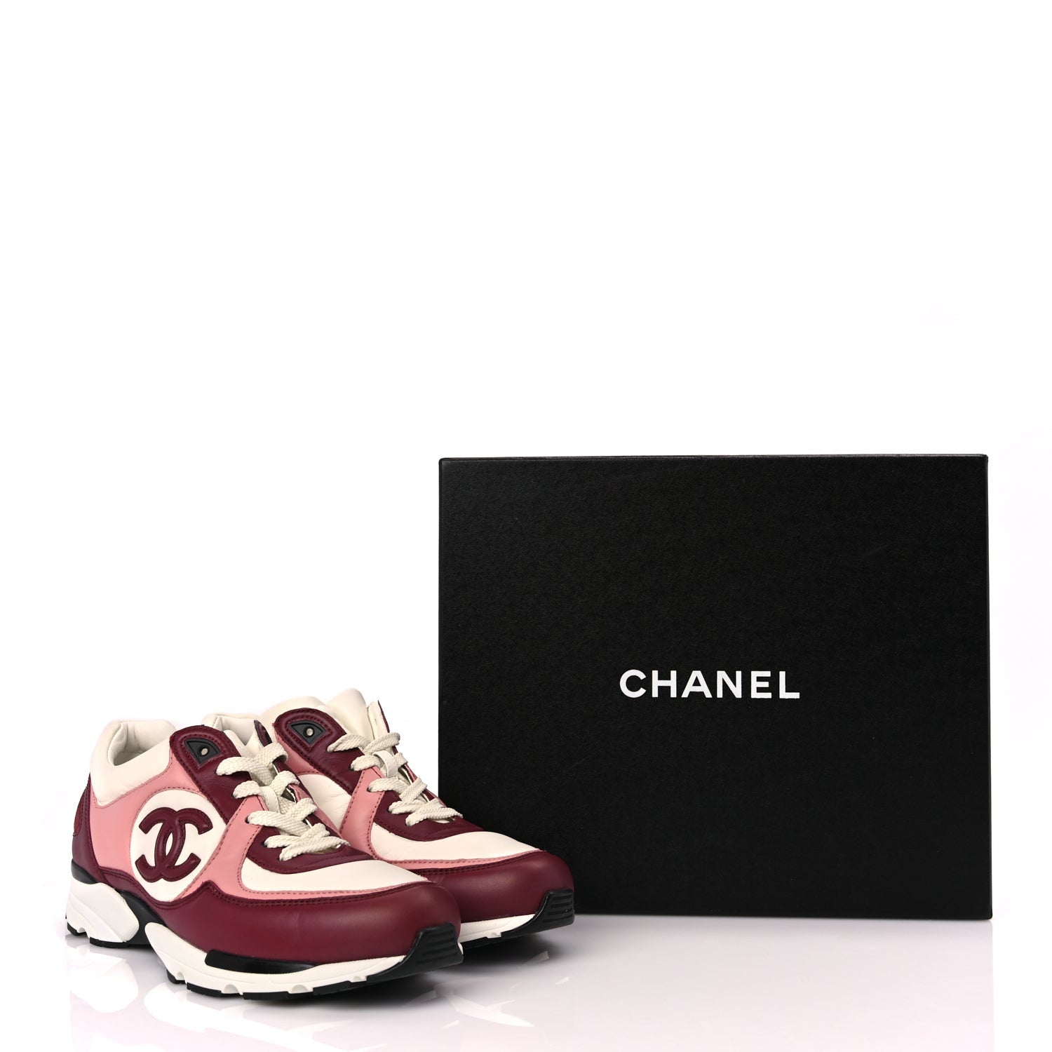 Chanel Calfskin CC Sneakers 39.5 Light Burgundy White Pink 9 of 9