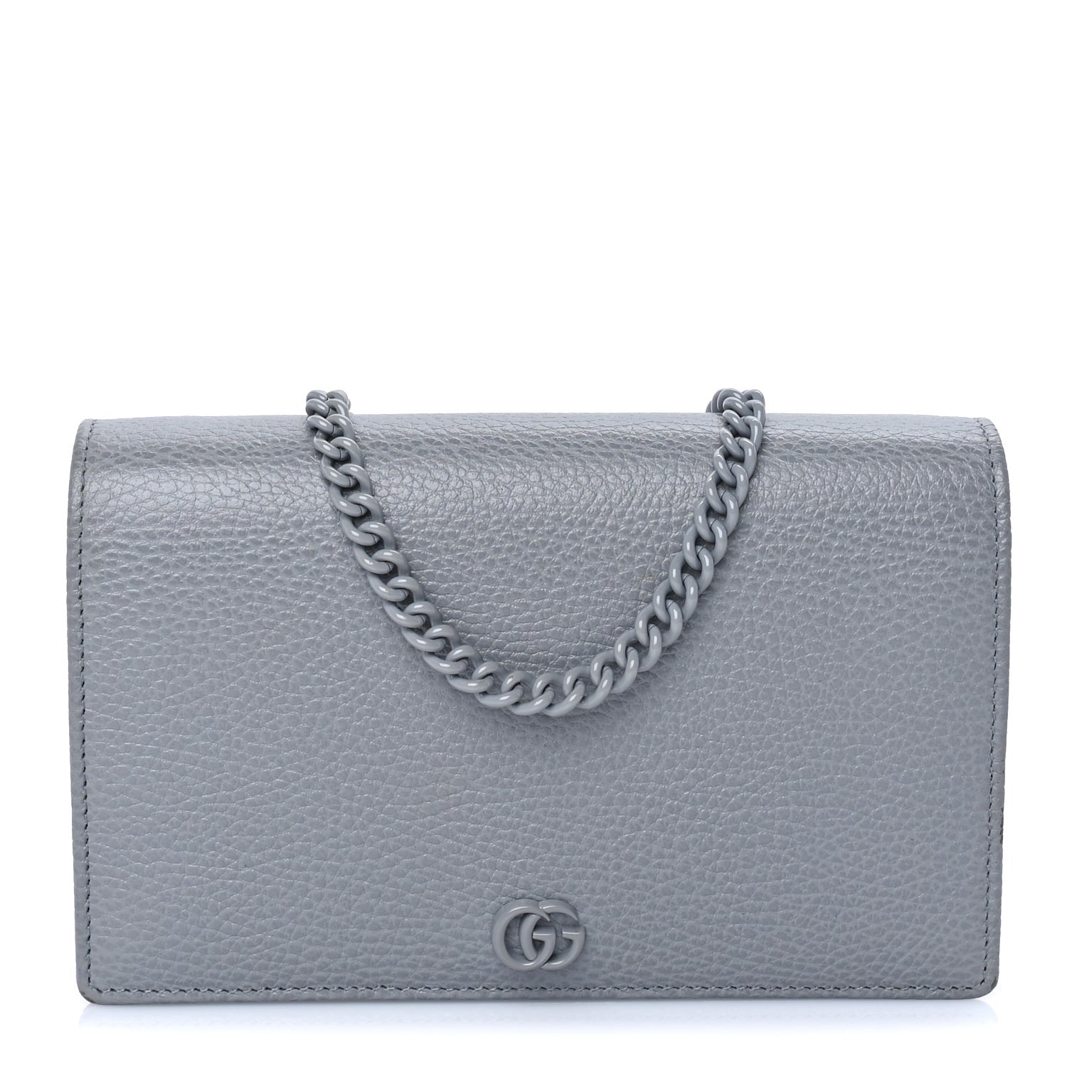 Gucci GUCCI Dollar Calfskin Enamel Monochrome Mini GG Marmont Chain Wallet Deep Grey Deep Grey 1 of 7