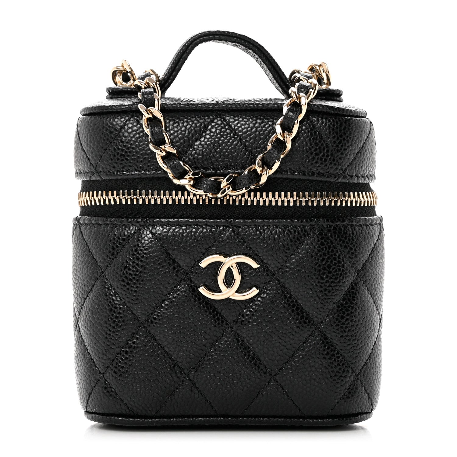 Chanel Caviar Quilted Small Handle With Care Vanity Case With Chain Black 1 of 8