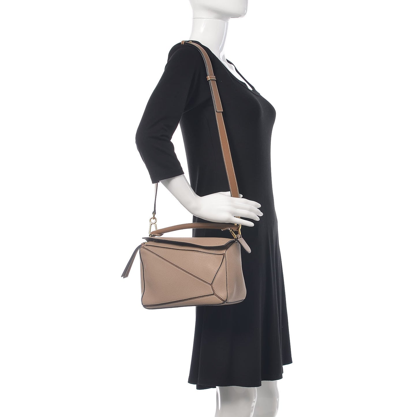 Grained Calfskin Medium Puzzle Bag Sand Mink