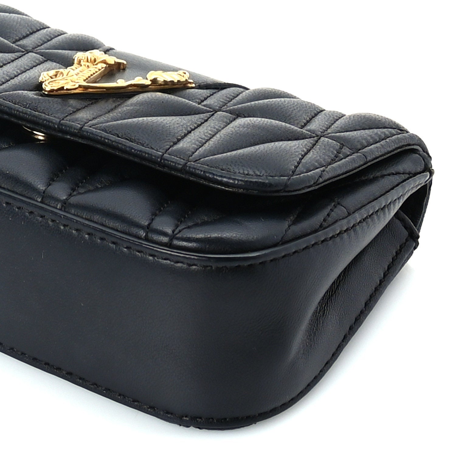 Versace Nappa Quilted Virtus Evening Bag Black 8 of 8