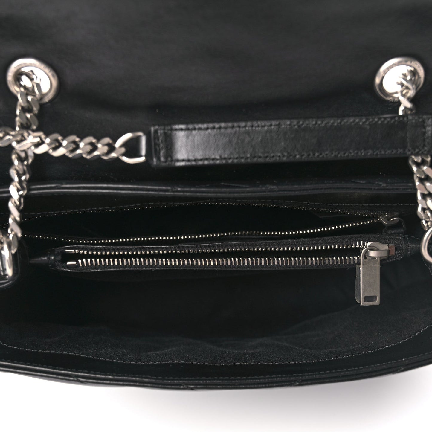Calfskin Y Quilted Monogram Medium Loulou Chain Satchel Black