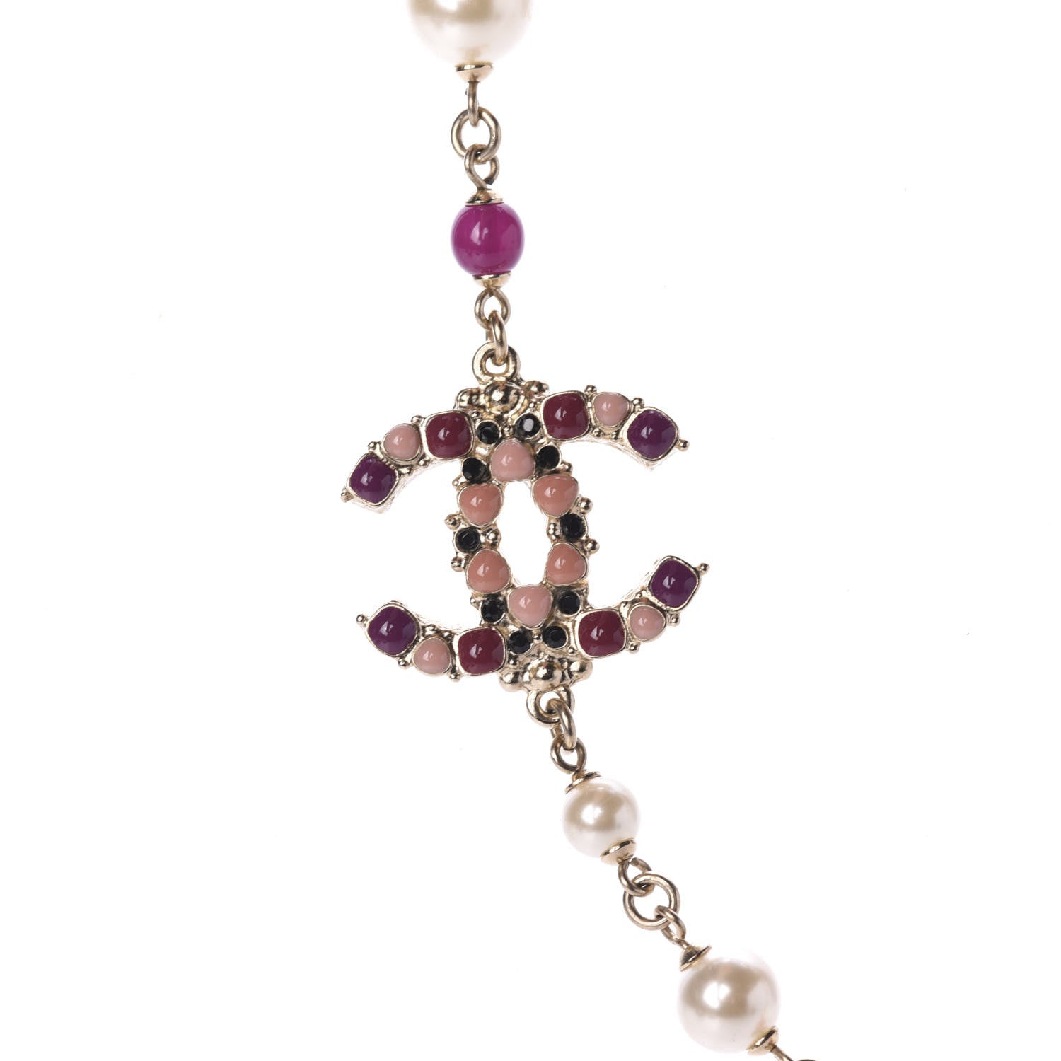 Chanel Pearl Bead Enamel CC Short Necklace Gold Multicolor 5 of 6