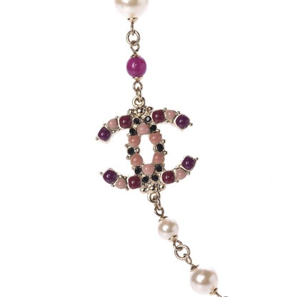 Chanel Pearl Bead Enamel CC Short Necklace Gold Multicolor 5 of 6