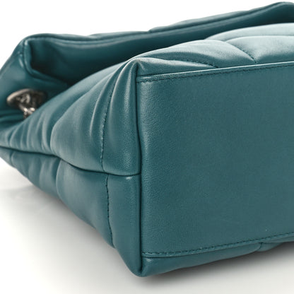 Saint Laurent Lambskin Quilted Small Loulou Puffer Monogram Chain Satchel Vert Canard 8 of 9