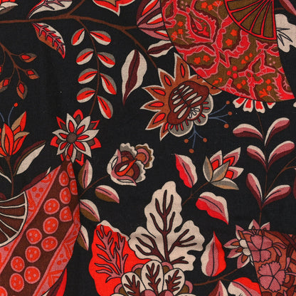 Hermes Cashmere Silk Fleurs et Papillons de Tissus Scarf 140 Black Rouge Brun 4 of 4