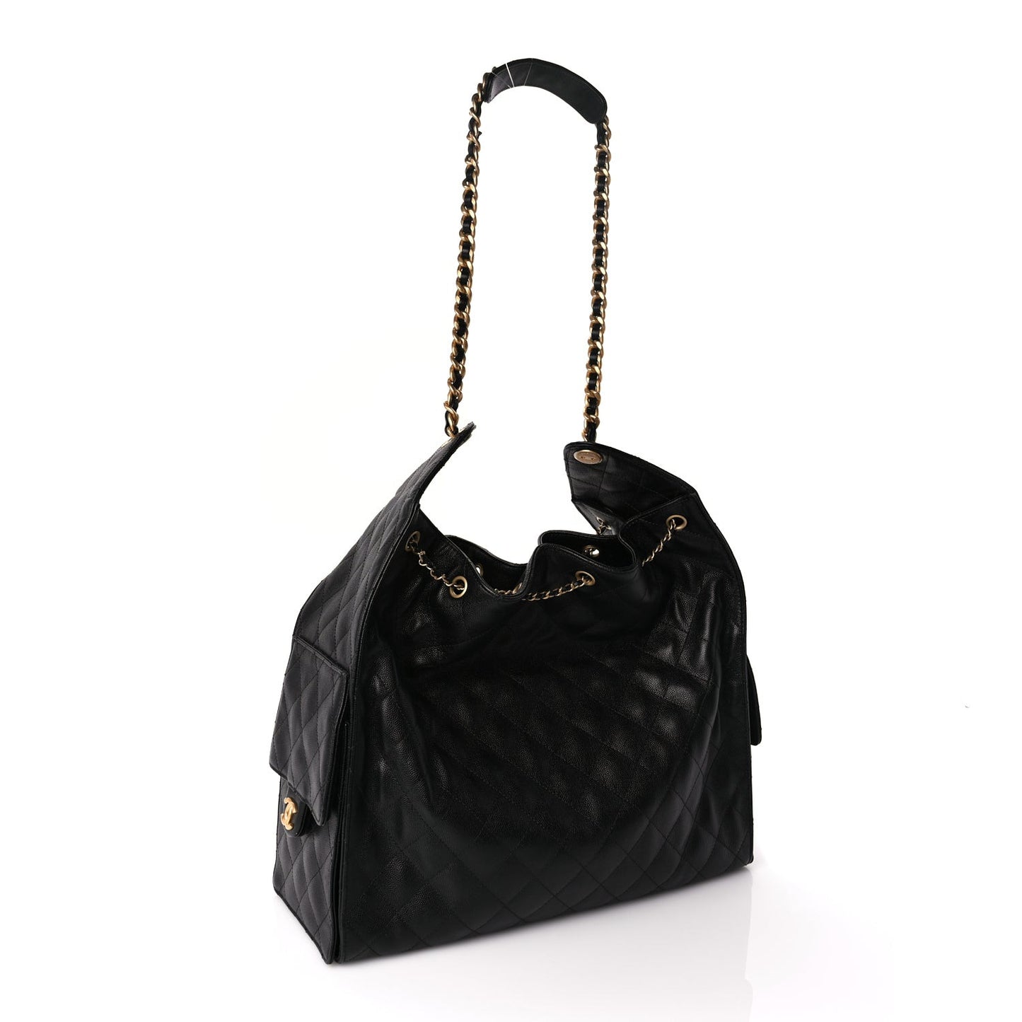 Caviar Quilted Large  25 Handbag Black