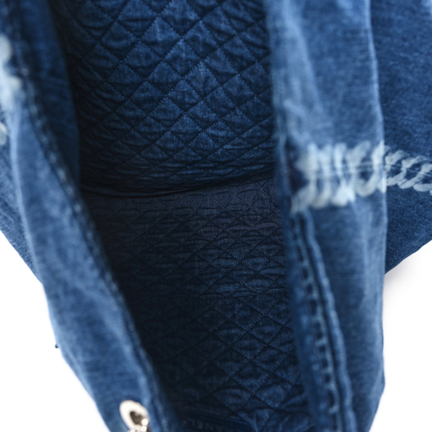 Denim Printed Shopping Bag Blue