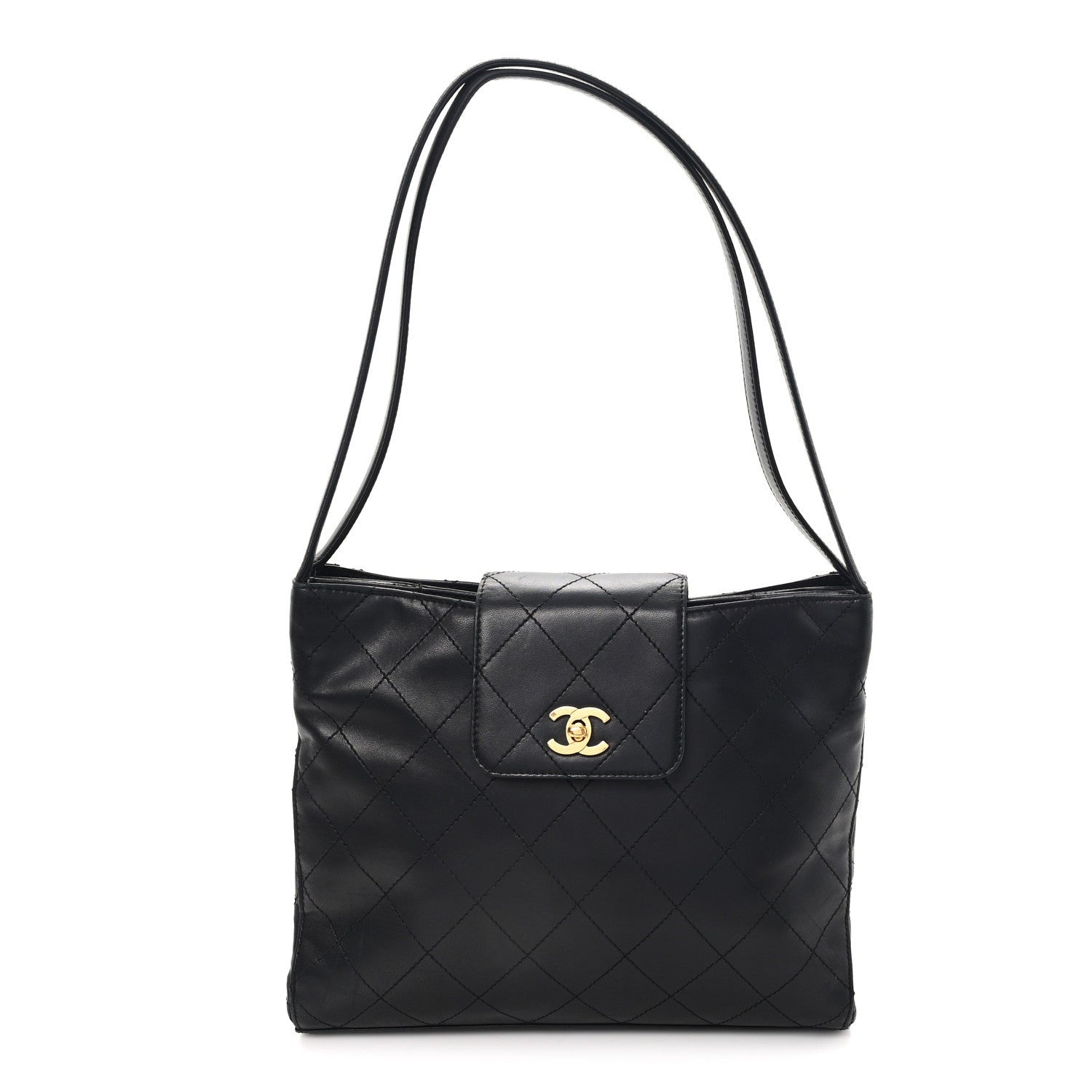 Chanel Lambskin Quilted CC Flap Shoulder Bag Black 1 of 1